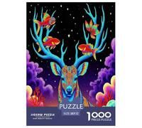 1000 Pièces Cerf Puzzles Jeu De Société Adulte Pièces Parfaitement Assorties Wild Animauxs Casse-tête Puzzle De Qualité Supérieure pour Adultes 52x38cm/1000pcs