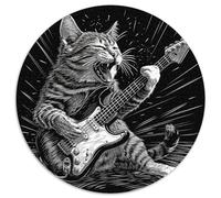 1000 Pièces Chat guitaree Puzzles Jeu De Puzzle Activités Familiales Stimulantes Chaton Mignon Puzzles Classiques Qualité Premium pour Adultes 1000pcs (67.5x67.5cm)