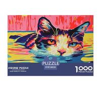 1000 Pièces Chat Pop Art Puzzles Jeu De Puzzle Pièces Parfaitement Assorties Chaton Mignon Casse-tête Qualité Premium pour Adultes Et Enffourmis À Partir De 12 Ans 38x26cm/1000pcs