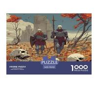 1000 Pièces Chevalier Squelette Puzzles Jeu De Société Adulte Pièces Parfaitement Assorties Gothic Style Casse-tête Qualité Premium pour Adultes 70x50cm/1000pcs