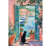 1000 Pièces - Colour Fun Puzzle - Cute Cats Black Oil Painting - pour Adult Jouets Personnalisés pour Relever des Défis - Jeu De Mémoire Et De Cognition - Zp401Aw