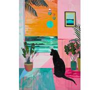 1000 Pièces - Colour Fun Puzzle - Cute Cats Black Oil Painting - pour Adult Jouets Personnalisés pour Relever des Défis - Jeu De Mémoire Et De Cognition - Zp397Aw