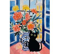 1000 Pièces - Colour Fun Puzzle - Cute Cats Black Oil Painting - pour Adult Jouets Personnalisés pour Relever des Défis - Jeu De Mémoire Et De Cognition - Zp402Aw