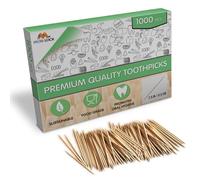 1000 Pièces Cure-Dents en Bambou - Bâtonnets en Bois à Double Pointe - Pour l’Hygiène Personnelle, les Brochettes d’Apéritif, Cocktail, les Cure-Dents ou les Loisirs Créatifs - par Mobi Lock