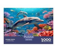 1000 Pièces Dauphins Puzzles Divertissement Créatif Activités Familiales Stimulantes Poissons Casse-tête Qualité Premium pour Adultes 70x50cm/1000pcs