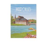 1000 Pièces De Casse-tête Drôles，Affiche de Voyage Vintage de Maroilles en France，Adultes Puzzle en Bois Image, Jouets Décontractés Très Difficiles pour Adultes Et Adolescents（75x50cm）-BM75