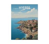 1000 Pièces De Casse-tête Drôles,Hyères France, Affiche de Voyage Vintage,Adultes Puzzle en Papier Image, Jouets Décontractés Très Difficiles pour Adultes Et Adolescents(38x26cm)-AN73