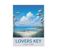 1000 Pièces De Casse-tête Drôles，Parc d'État de Lovers Key - Affiche de Voyage Vintage，Adultes Puzzle en Bois Image, Jouets Décontractés Très Difficiles pour Adultes Et Adolescents（75x50cm）-DF55