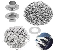1000 Pièces de Chaque, Kit d'Oeillets et Rondelles en Métal Argenté, Oeillet Couture, Pose Rivets Oeillets, Oeillets en Acier Inoxydable, pour Renforcement sur Vêtements, Chaussures, Durable(6mm)