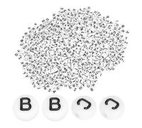 1000 pièces de perles de lettres en acrylique, perles blanches, mots noirs pour bracelets à faire soi-même