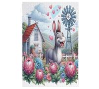 1000 Pièces De Puzzle Âne Puzzles Jeu Cadeaux d'anniversaire Décoratif pour Adultes Et Adolescents (78×53cm)