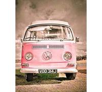 1000 pièces de puzzle, bus Volkswagen rose, en bois, jeu de puzzle 75x50cm personnalisable
