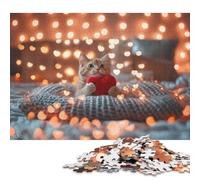 1000 pièces de Puzzle carré créatif « Chaton avec cœur » pour Adultes, Puzzles en Bois, Jeux de défi Uniques, 1000 pièces (75 x 50 cm)