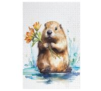 1000 Pièces De Puzzle Castor Puzzles Jeu Cadeaux d'anniversaire Décoratif pour Adultes Et Adolescents 78×53cm