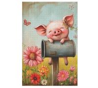 1000 Pièces De Puzzle Cochon Mignon Puzzles Jeu Cadeaux d'anniversaire Décoratif pour Adultes Et Adolescents (78×53cm)