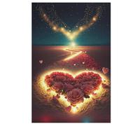 1000 Pièces De Puzzle Cœur on The Plage Puzzles Jeu Cadeaux d'anniversaire Décoratif pour Adultes Et Adolescents 78×53cm