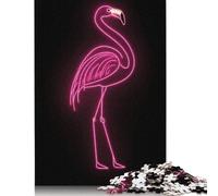 1000 pièces de puzzle de flamant néon, puzzle carré pour adultes et puzzles en bois, jeu éducatif, jouet de défi, 1000 pièces(75 x 50 cm)