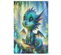 1000 Pièces De Puzzle Dragon Mignon Puzzles Jeu Cadeaux d'anniversaire Décoratif pour Adultes Et Adolescents 78×53cm