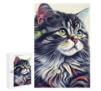 1000 pièces de puzzle pour adolescents Whimsical Aquarelle Chat Portrait Puzzles pour Adultes : Analyse des jeux familiaux et défi d'apprentissage logique 1000 pièces