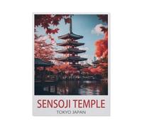1000 Pièces De Puzzle pour Adultes Et Enfants,Temple Sensoji, Tokyo, Japon, Affiche de Voyage Vintage,1000 Comprimés pour Adultes Jeu Familial De Décompression Parent-Enfant(75x50cm)-AV18