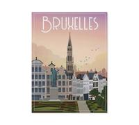 1000 Pièces De Puzzle pour Adultes Puzzle Classique，Affiche de Voyage Vintage de Bruxelles en Belgique，Famille Puzzle Ensemble Enfants Famille Puzzle Décompression Jouet pour Adultes（38x26cm）-BO6