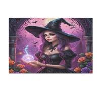 1000 Pièces De Puzzle Sorcière d'halloween Puzzles Jeu Cadeaux d'anniversaire Décoratif pour Adultes Et Adolescents （75×50cm）