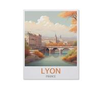 1000 Pièces De Puzzles en Bois，Lyon, France，Jeu De Jouets pour Enfants Adultes - Classique Dessin Puzzle Occasionnel Éducation（75x50cm）-HV96