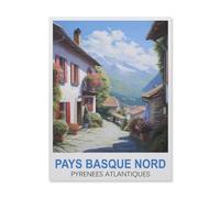 1000 Pièces De Puzzles en Bois，Pays Basque Pyrénées-Atlantiques，Jeu De Jouets pour Enfants Adultes - Classique Dessin Puzzle Occasionnel Éducation（75x50cm）-GM86