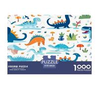 1000 Pièces Dinosaure Dessin animé Papier Puzzle Jeu De Puzzle Pièces Parfaitement Assorties créature Fantaisie Puzzles Classiques Qualité Premium pour Adultes 38x26cm/1000pcs