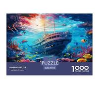 1000 Pièces École de Poissons sur Le Fond Marin A Papier Puzzle Jeu De Puzzle Pièces Parfaitement Assorties Sea Animauxs Casse-tête Qualité Premium pour Adultes Et Enfants 70x50cm/1000pcs