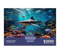 1000 Pièces École de Poissons sur Le Fond Marin A Puzzles Jeu De Société Adulte Activités Familiales Stimulantes Sea Animauxs Casse-tête Qualité Premium pour Adultes 70x50cm/1000pcs