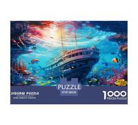 1000 Pièces École de Poissons sur Le Fond Marin A Puzzles Jeu De Société Adulte Pièces Parfaitement Assorties Sea Animauxs Casse-tête Qualité Premium pour Adultes 38x26cm/1000pcs