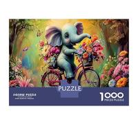 1000 Pièces éléphant Biker Jigsaw Puzzle Jeux D'intelligence Animaux Sauvages intelligents Puzzles Art Déco Divertissement Créatif Aux Adultes Et Enfants 52x38cm/1000pcs