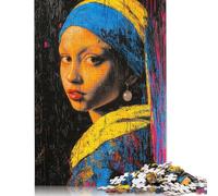 1000 pièces Expressionniste Fille avec Une Boucle d'oreille en Perle - Réinterprétation audacieuse de l'art Contemporain Puzzle pour Adultes Jeu éducatif Défi Jouet 1000 pièces (75