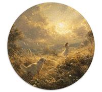 1000 Pièces Femme and Chien Papier Puzzle Divertissement Créatif Pièces Parfaitement Assorties Embrassez la Nature Casse-tête Qualité Premium pour Adultes 1000pcs (67.5x67.5cm)