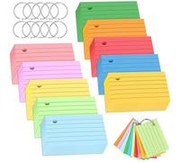 1000 Pièces Fiches A8,10 Couleurs Cartes Flash Cartes de Vocabulaire Fiches Doublées Cartes D'apprentissage Colorées Inscriptibles avec 10 Anneaux de Reliure et 5 Séparateurs,étude du travail