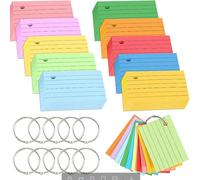 1000 Pièces Flash Cards, Au Format A8 Avec 10 Anneaux De Reliure, 7,4x5,1cm Fiche De Revision Pour École Bureau Maison Étude Notes (10 Couleurs)