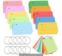 1000 Pièces Flash Cards, au format A8 avec 10 Anneaux de Reliure, 7,4x5,1cm Fiche de Revision pour École Bureau Maison Étude Notes (10 Couleurs)