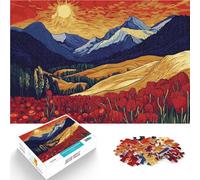 1000 Pieces for Adults Gifts “Mountain Sunset with Flowers” Made of Cardboard，for and from 14 Years and Over Train Your Brain and Your Hands Best Gift for Adults and Teenagers。Size：26x38cm