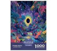 1000 Pièces Forêt Psychedélique Eclipse Puzzles Jeu De Société Adulte Pièces Parfaitement Assorties Sanctuaire de la Cascade d'Étoiles Casse-tête Qualité Premium pour Adultes 52x38cm/1000pcs