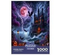 1000 Pièces Halloween Citrouille Puzzles Jeu De Société Adulte Activités Familiales Stimulantes Festival de l'horreur Casse-tête Qualité Premium pour Adultes 38x26cm/1000pcs