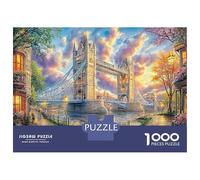 1000 Pièces Iconic Vibrant Waters pour Adolescents (12-18 Ans) - Carton Premium Puzzle D'entraînement De La Concentration Scène du Pont de Londres & pour Relaxation & Créativité 38x26cm/1000pcs