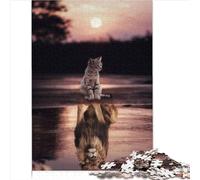 1000 Pieces Jigsaw Puzzles Cats are Lions Puddle Collection Jigsaw Wood Jigsaw for Adults Kids Age 14+ Relax Puzzles Games-Brain Teaser Puzzle 1000pcs(50x75cm)