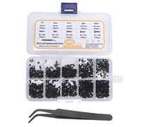 1000 Pièces Kit D'assortiment de Petites Vis M1 M1.2 M1.4 M1.7 Noir avec Pince à épiler pour Lunettes Montres Téléphone Vis de Réparation électronique
