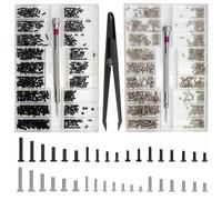 1000 Pièces Kit de Vis de Réparation Minuscule Micro, 18 types M1.2 M1.4 M2 Micro Vis de Réparation, Kit d'Assortiment de Petites Vis avec Tournevis, petites vis, mini vis à métaux, Argent et noir