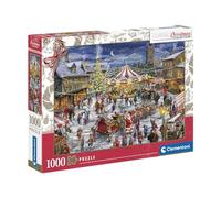 Clementoni - Puzzle La Foire de Noël de 1000 pièces Panorama - Designs Tendances, Une Impression de Qualité - Stimule Le Sens de la Logique et la Motricité Fine - Dès 14 Ans - Fabriqué en Italie