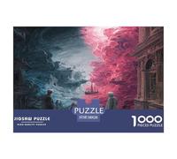 1000 Pièces La Porte des Ruines Papier Puzzle Jeu De Puzzle Activités Familiales Stimulantes Illusion de la Mer Rouge et Bleue Casse-tête Qualité Premium pour Adultes Et Enfants 38x26cm/1000pcs