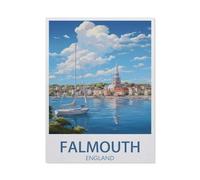 1000 Pieces Landscape Puzzles DIY，Falmouth England Vintage Travel Poster，Jigsaw Creativity Toys for Kids Adults（26x38cm）-AR13