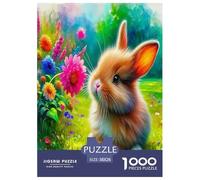 1000 Pièces Lapin Puzzles Divertissement Créatif Activités Familiales Stimulantes Animaux Mignons Casse-tête Qualité Premium pour Adultes 38x26cm/1000pcs