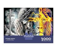 1000 Pièces Lumière Vibrante Divine pour Débutants Enfants - Carton Extra-épais Défi De Jeu Éducatif Jésus Lion & Geniale Idée De Cadeau 70x50cm/1000pcs